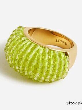 JCREW Woven Beaded Ring BRIGHT KIWI NEW NWT Size 7, 8